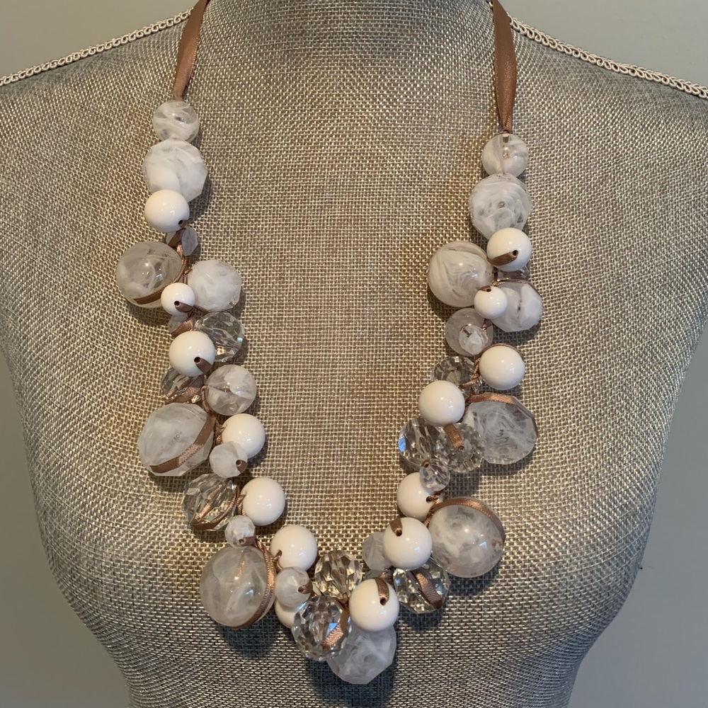 White and clear beaded necklace